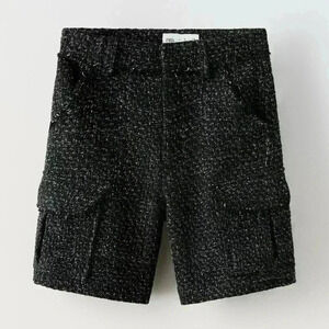 261. New Zara Girls' Tweed Textured pocket Shorts sz 6